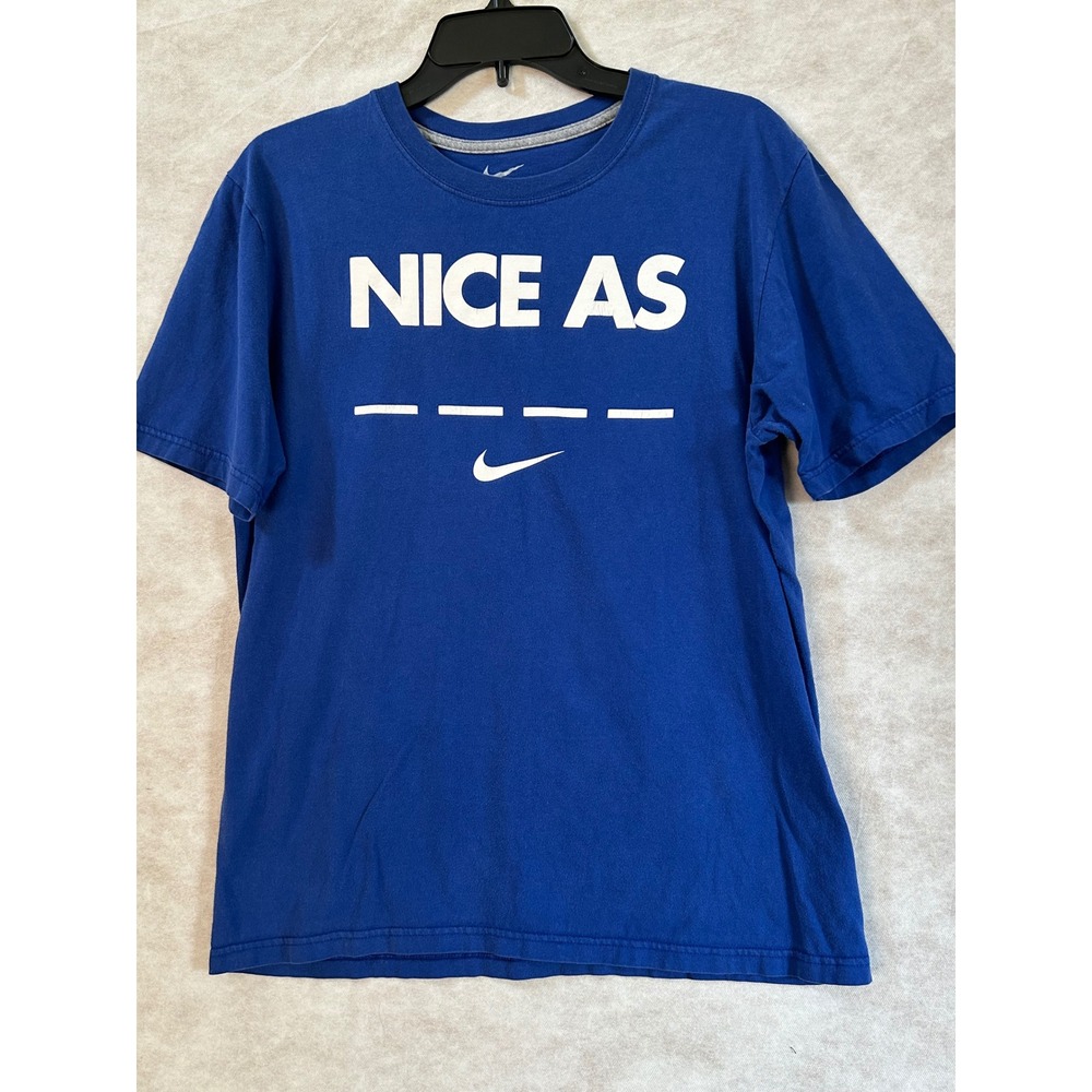 Nike Mens Nice As ****‎ Graphic T-Shirt Royal Blue Swoosh Logo Cotton Tee Medium